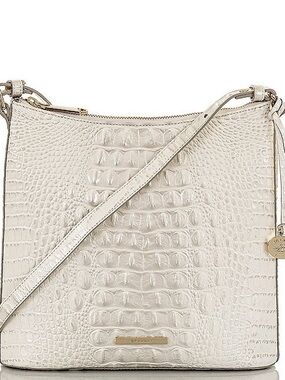 Brahmin Katie Crossbody White Croc Embossed Leather EXCELLENT Condition